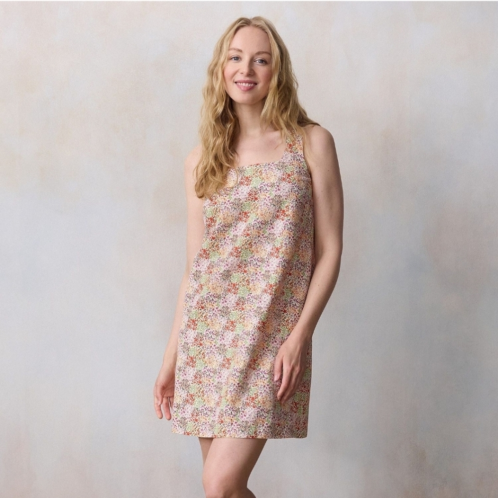 LC Lauren Conrad  Floral Print Squared Neck  Sleeveless Dress L NWT